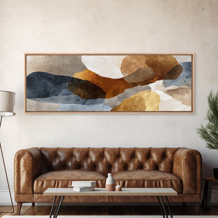 Luxury Neutral Plaster Texture Abstract Framed Canvas Print, Wall Art, Statement Artwork, Living Room Decor, Abstract Art, WAL-3x1-7