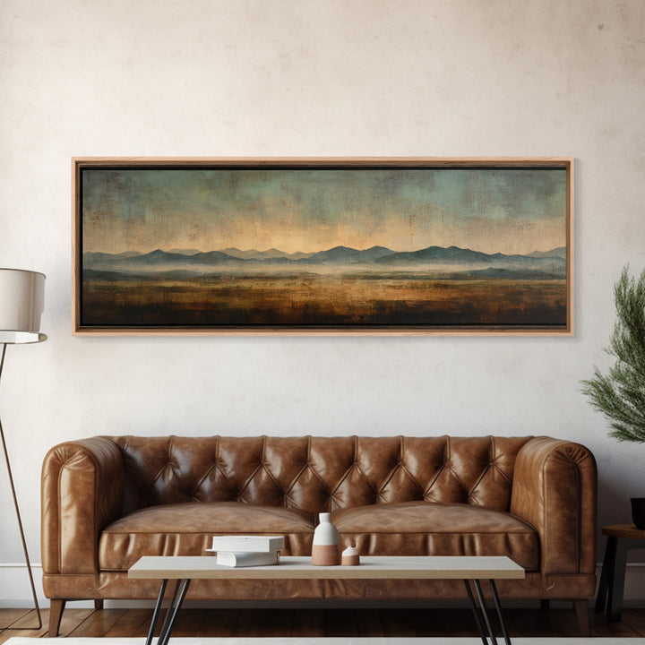 Desert Landscape in Warm Terracotta Tones Canvas Print, Wall Art, Metal Wall Art, Living Room Decor, Oil Painting, WAL-3x1-71