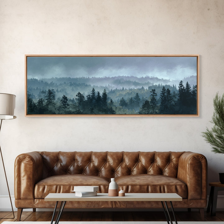 Moody Forest Landscape Framed Canvas Print, Wall Art, Framed Wall Art, Living Room Decor, Fine Art, Fine Art Print, WAL-3x1-74