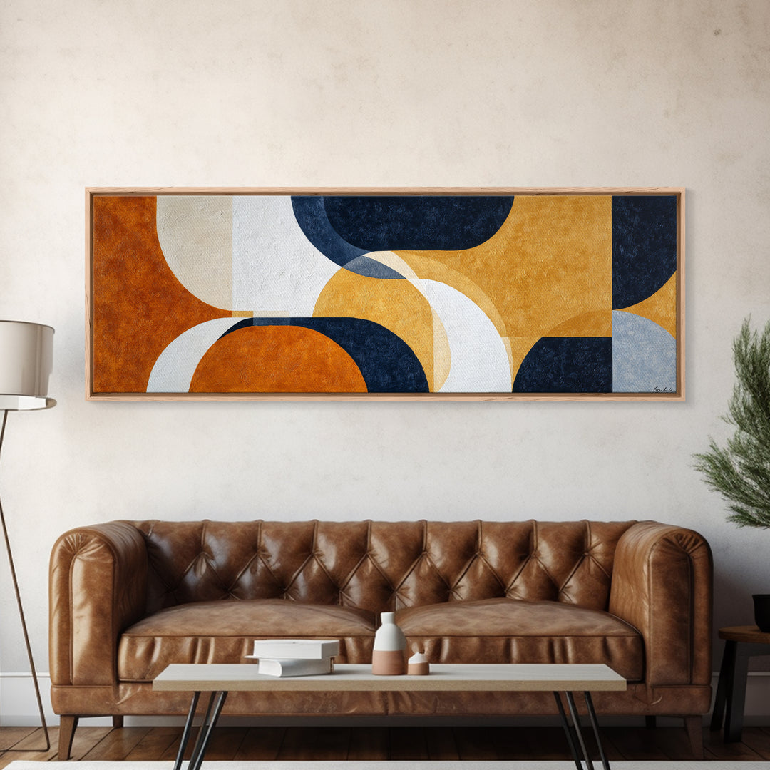 Mid Century Color Block Composition Canvas Print, Wall Art, Art, Living Room Decor, Fine Art, Wall Clock, Large Wall Art, WAL-3x1-76
