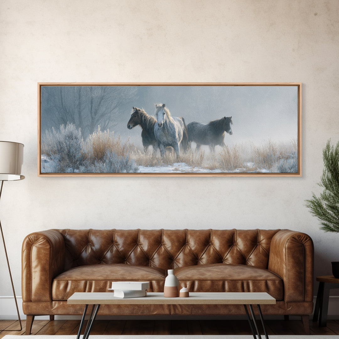 Wild Horse Portrait Framed Canvas Print, Wall Art, Prints Wall Art, Living Room Decor, Fine Art, Textured Painting, WAL-3x1-77