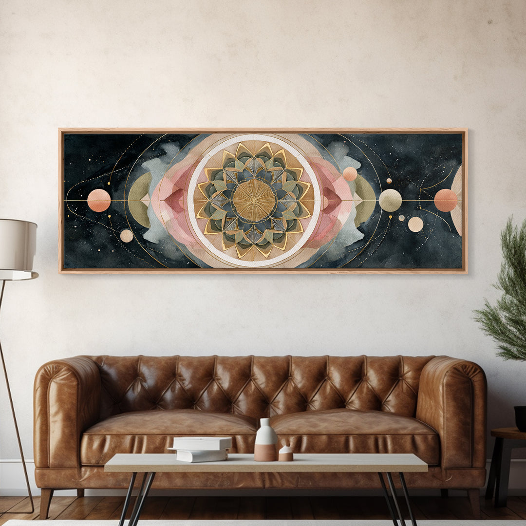 Sacred Geometry Mandala Canvas Print, Wall Art, Living Room Decor, Oil Painting, Minimalist Decor, Contemporary Art, WAL-3x1-85