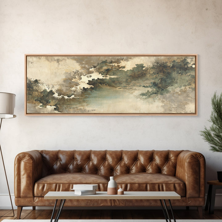 Monochrome Ink Crane Composition Canvas Print, Wall Art, Living Room Decor, Oil Painting, Metal Wall Art, Digital Wall Art, WAL-3x1-88