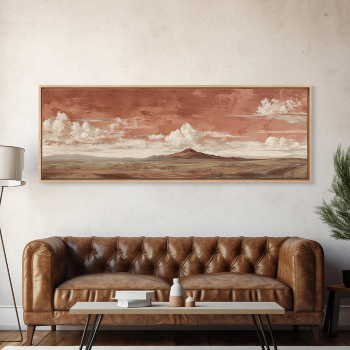 Desert Landscape in Warm Terracotta Tones Canvas Print, Wall Art, Heart, Living Room Decor, Fine Art, Home Decor Gift, WAL-3x1-95