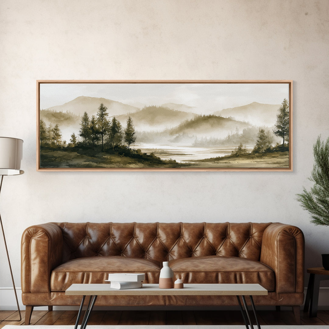 Moody Forest Landscape Canvas Print, Wall Art, Prints Wall Art, Living Room Decor, Oil Painting, Textured Painting, WAL-3x1-98
