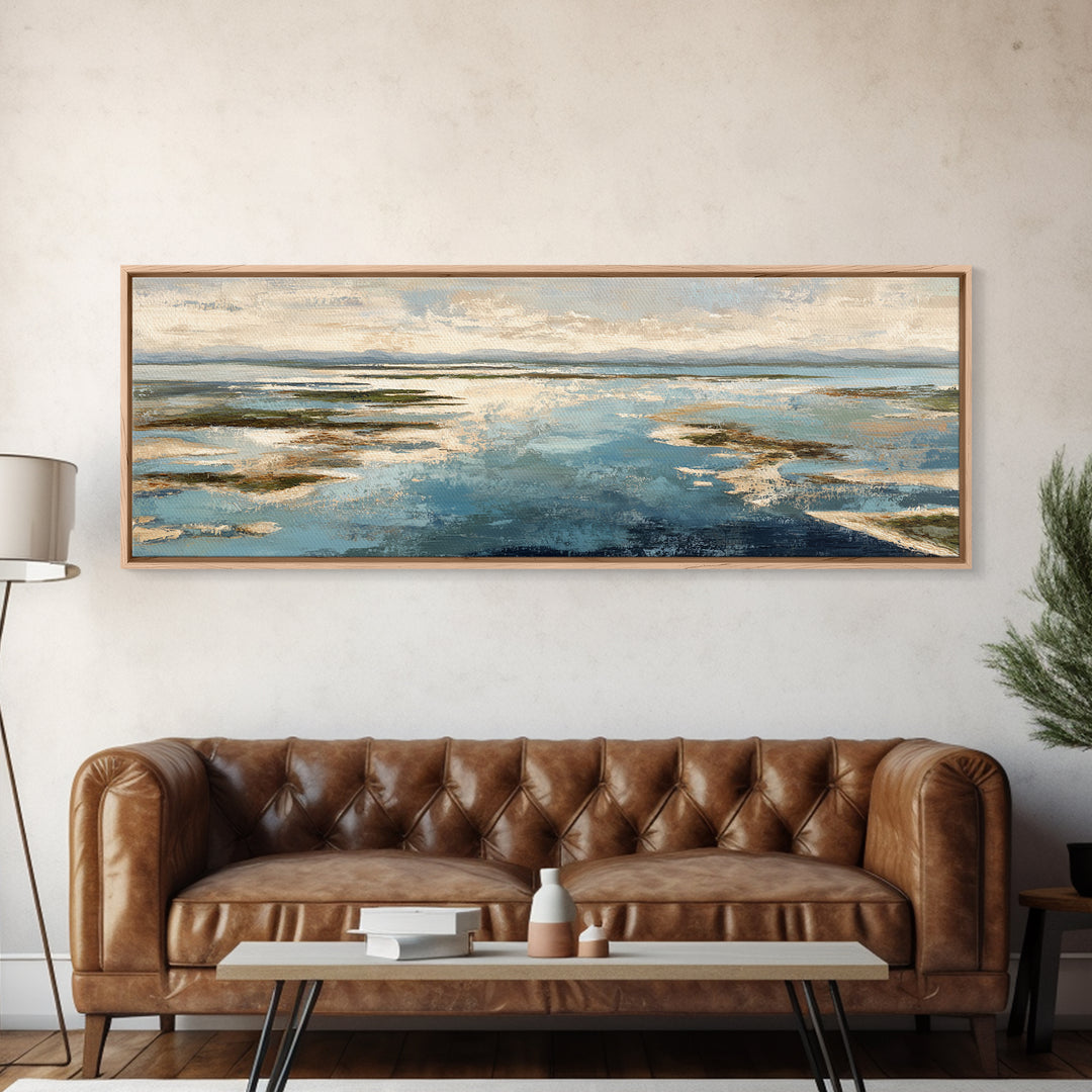 Coastal Aerial Water Study Framed Canvas Print, Wall Art, Printable Wall Art, Living Room Decor, Fine Art, Original Art, WAL-3x1-99