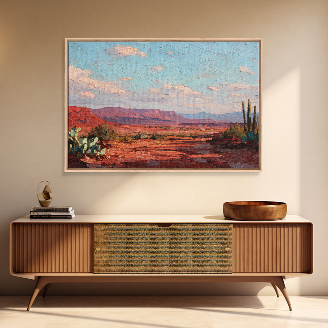 Desert Landscape in Warm Terracotta Tones Canvas Print, Wall Art, Modern Decor, Living Room Decor, Fine Art, WAL-3x2-11