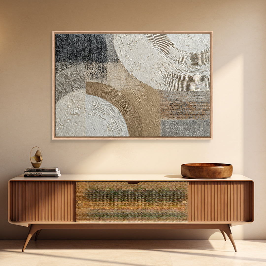 Luxury Neutral Plaster Texture Abstract Framed Canvas Print, Wall Art, Statement Artwork, Living Room Decor, Abstract Art, WAL-3x2-19