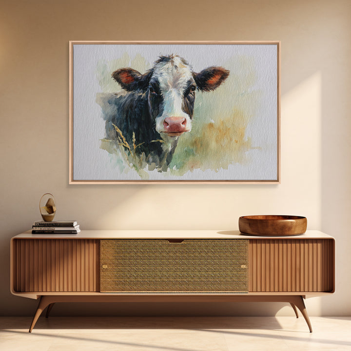 Rustic Farmhouse Cow Portrait Framed Canvas Print, Wall Art, Prints Wall Art, Living Room Decor, Fine Art, Textured Painting, WAL-3x2-23