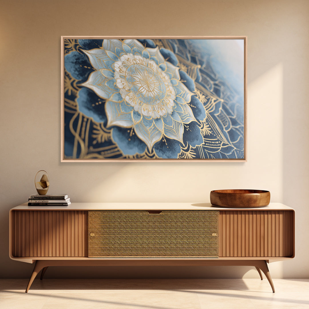 Sacred Geometry Mandala Framed Canvas Print, Wall Art, Wood Wall Art, Living Room Decor, Abstract Art, Textured Painting, WAL-3x2-25