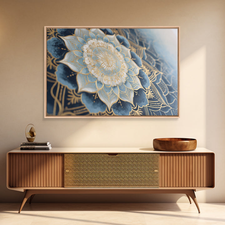 Sacred Geometry Mandala Framed Canvas Print, Wall Art, Wood Wall Art, Living Room Decor, Abstract Art, Textured Painting, WAL-3x2-25