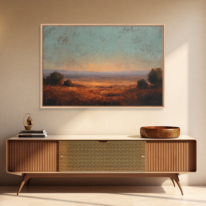 Desert Landscape in Warm Terracotta Tones Framed Canvas Print, Wall Art, Room Decor, Living Room Decor, Fine Art, WAL-3x2-35