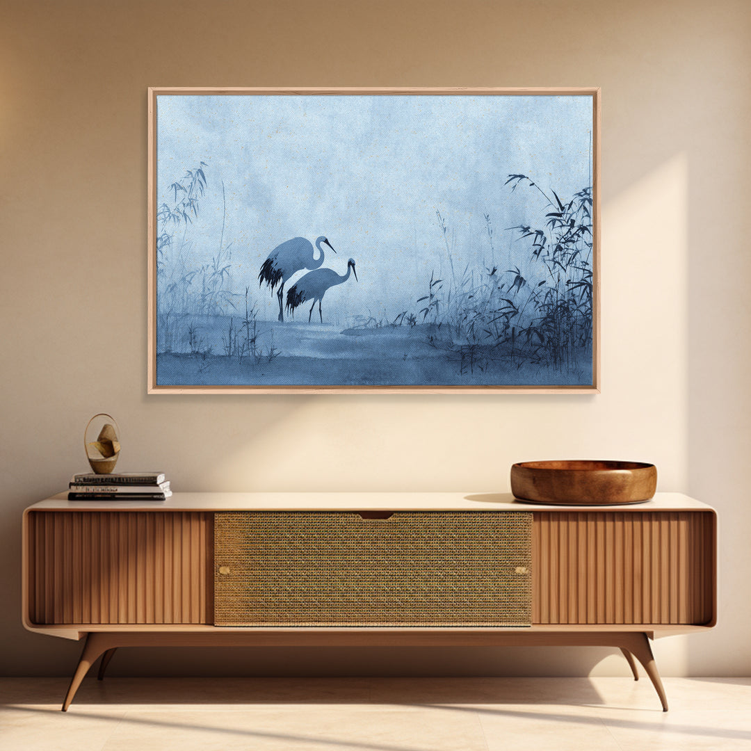 Monochrome Ink Crane Composition Canvas Print, Wall Art, Wall Art for Mom, Living Room Decor, Oil Painting, Prints Wall Art, WAL-3x2-4
