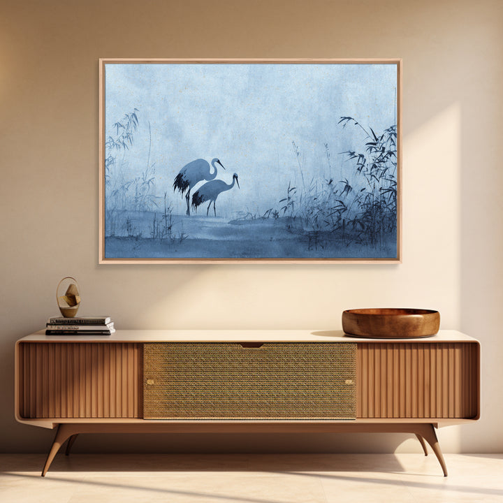 Monochrome Ink Crane Composition Canvas Print, Wall Art, Wall Art for Mom, Living Room Decor, Oil Painting, Prints Wall Art, WAL-3x2-4