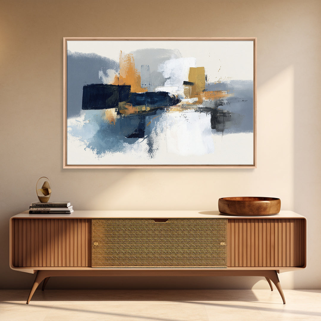 Statement Abstract with Bold Layered Brushwork Framed Canvas Print, Wall Art, Prints Wall Art, Living Room Decor, Fine Art, WAL-3x2-5