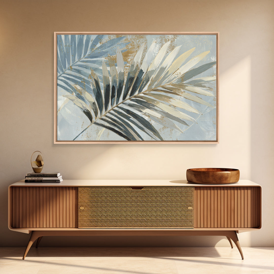 Tropical Palm Leaf Painting Canvas Print, Wall Art, Minimalist Decor, Living Room Decor, Oil Painting, Wall Art Prints, WAL-3x2-68