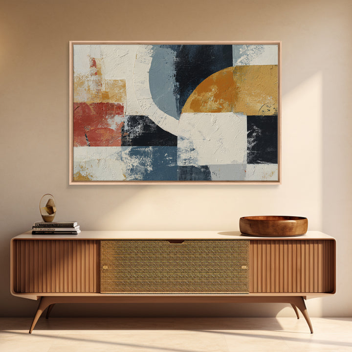 Statement Abstract with Bold Layered Brushwork Framed Canvas Print, Wall Art, Room Decor, Living Room Decor, Abstract Art, WAL-3x2-77