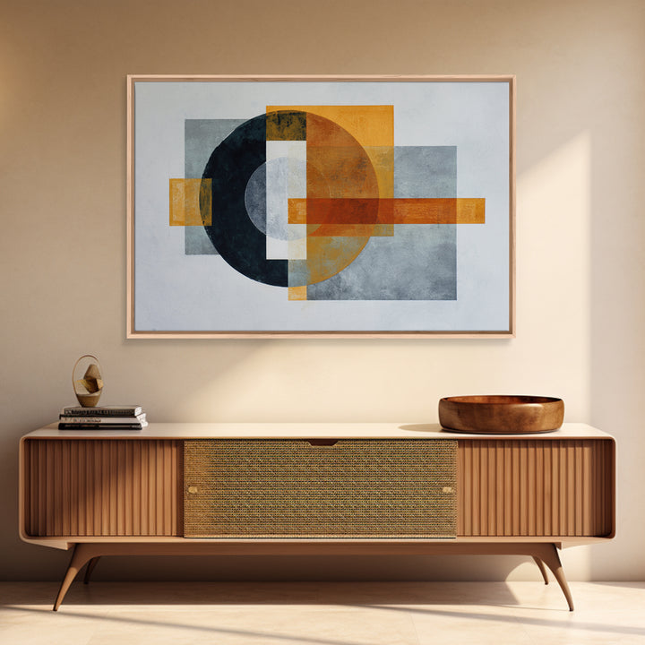 Modern Geometric Composition for Living Spaces Framed Canvas Print, Wall Art, Framed Wall Art, Living Room Decor, Fine Art, WAL-3x2-8