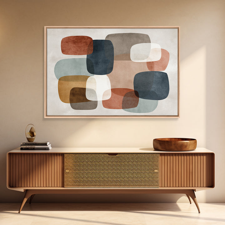 Modern Geometric Composition for Living Spaces Framed Canvas Print, Wall Art, Home Decor, Living Room Decor, Abstract Art, WAL-3x2-80