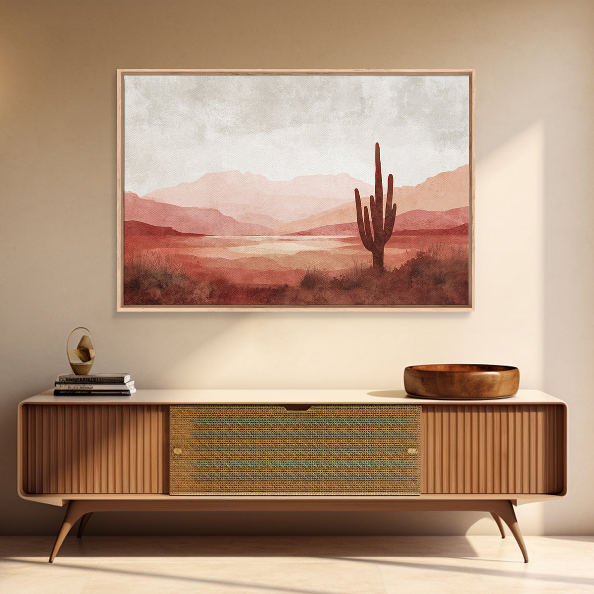 Desert Landscape in Warm Terracotta Tones Canvas Print, Wall Art, Metal Wall Art, Living Room Decor, Oil Painting, WAL-3x2-83