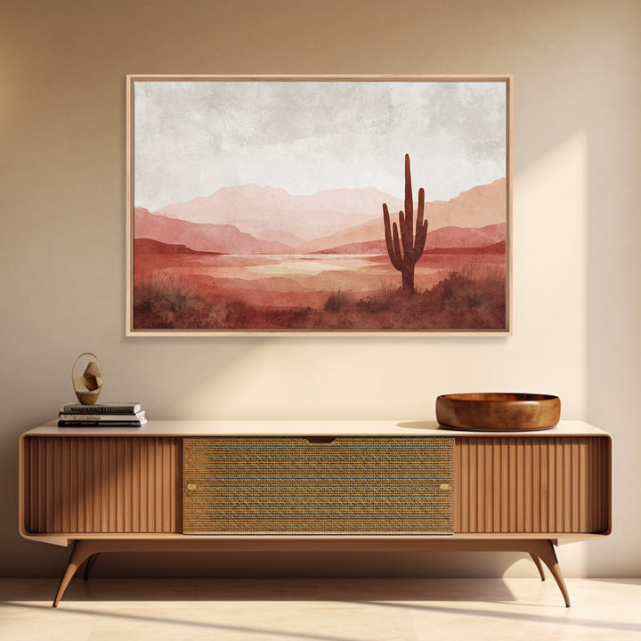 Desert Landscape in Warm Terracotta Tones Canvas Print, Wall Art, Metal Wall Art, Living Room Decor, Oil Painting, WAL-3x2-83