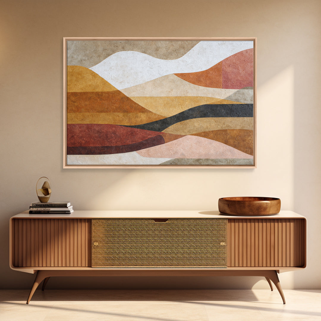 Mid Century Color Block Composition Canvas Print, Wall Art, Art, Living Room Decor, Fine Art, Wall Clock, Large Wall Art, WAL-3x2-88