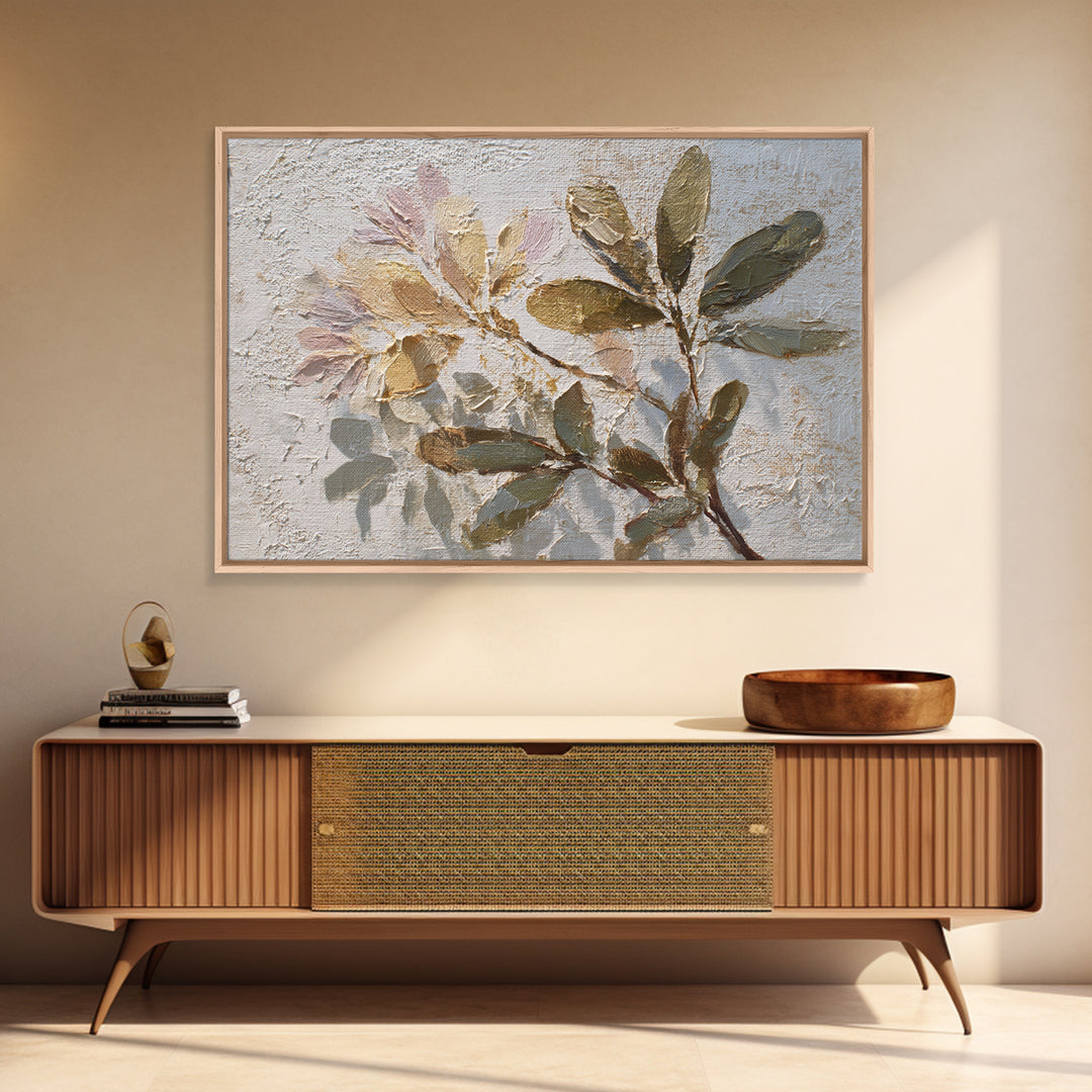 Soft Floral Oil Painting Framed Canvas Print, Wall Art, Canvas Wall Art, Living Room Decor, Oil Painting, Statement Artwork, WAL-3x2-9