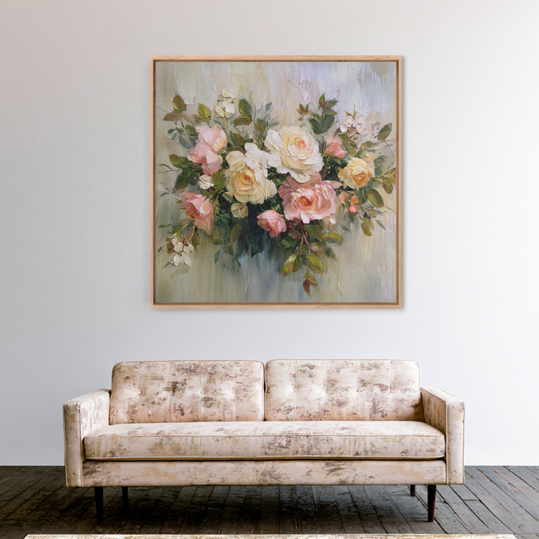Classic Church Bells and Flowers Without Interior Canvas Print, Wedding Art, Custom Wedding Gift, Living Room Decor, Romance, WED-1x1-18