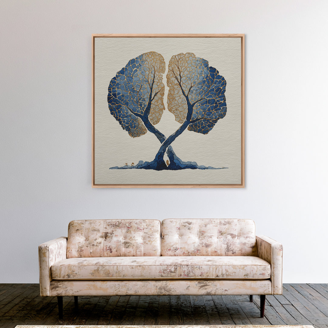 Two Intertwined Trees as Symbolic Artwork Canvas Print, Wedding Art, Wedding Sign, Living Room Decor, Fine Art, Romance, WED-1x1-23