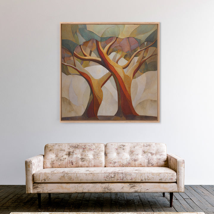 Two Intertwined Trees as Symbolic Artwork Framed Canvas Print, Wedding Art, Custom Wedding Gift, Living Room Decor, Romance, WED-1x1-47