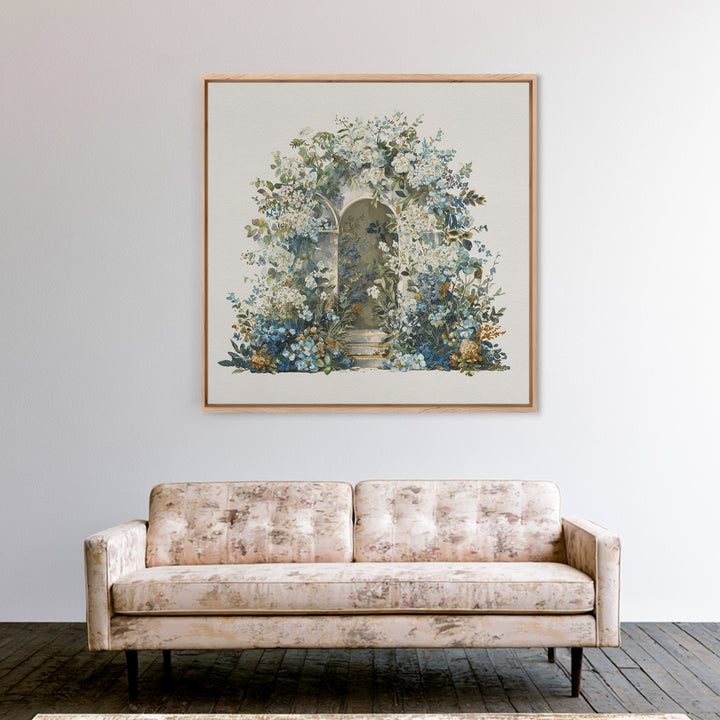 Romantic Garden Arch Covered Framed Canvas Print, Wedding Art, Beach Wedding, Living Room Decor, Romance, Modern Decor, WED-1x1-58