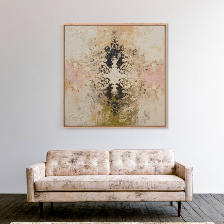 Lace Pattern Ivory Abstraction Framed Canvas Print, Wedding Art, Wedding Poster, Living Room Decor, Abstract Art, Romance, WED-1x1-67