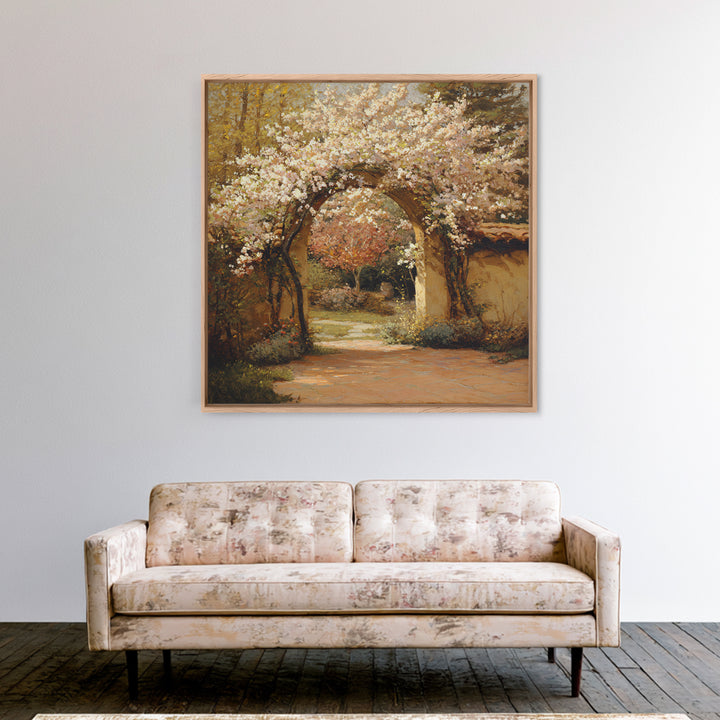 Romantic Garden Arch Covered Canvas Print, Wedding Art, Personalized Wedding, Living Room Decor, Fine Art, Romance, WED-1x1-82