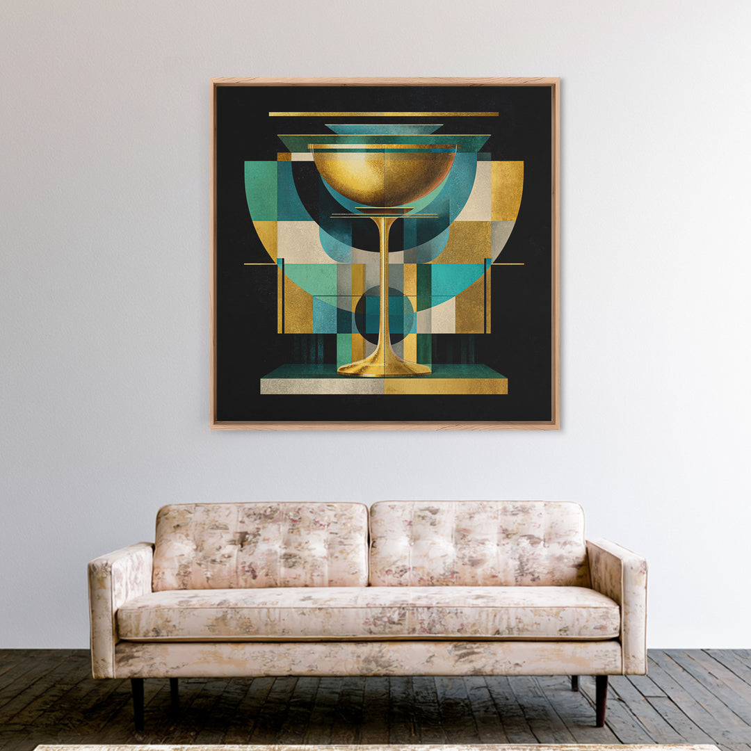 Champagne Coupe Tower Framed Canvas Print, Wedding Art, Gallery Decor, Living Room Decor, Oil Painting, Romance, WED-1x1-93
