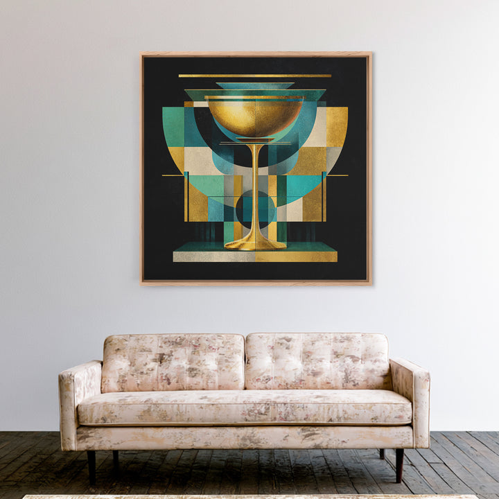 Champagne Coupe Tower Framed Canvas Print, Wedding Art, Gallery Decor, Living Room Decor, Oil Painting, Romance, WED-1x1-93