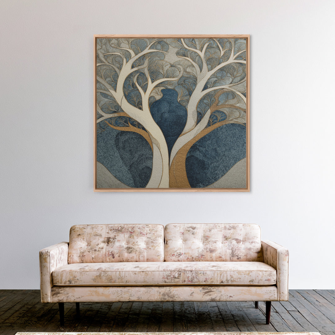 Two Intertwined Trees as Symbolic Artwork Canvas Print, Wedding Art, Wedding Stationery, Living Room Decor, Fine Art, Romance, WED-1x1-95