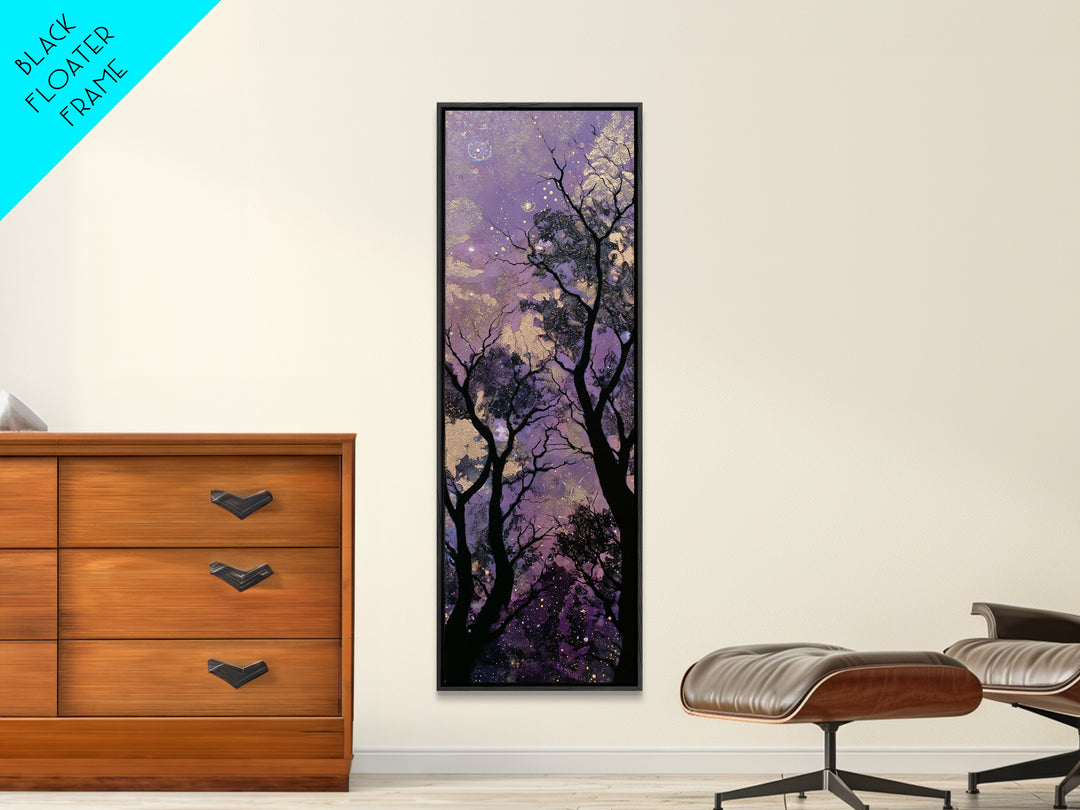 Couple Silhouette Beneath Moonlit Trees Canvas Print, Wedding Art, Neutral Decor, Living Room Decor, Fine Art, Romance, WED-1x3-17
