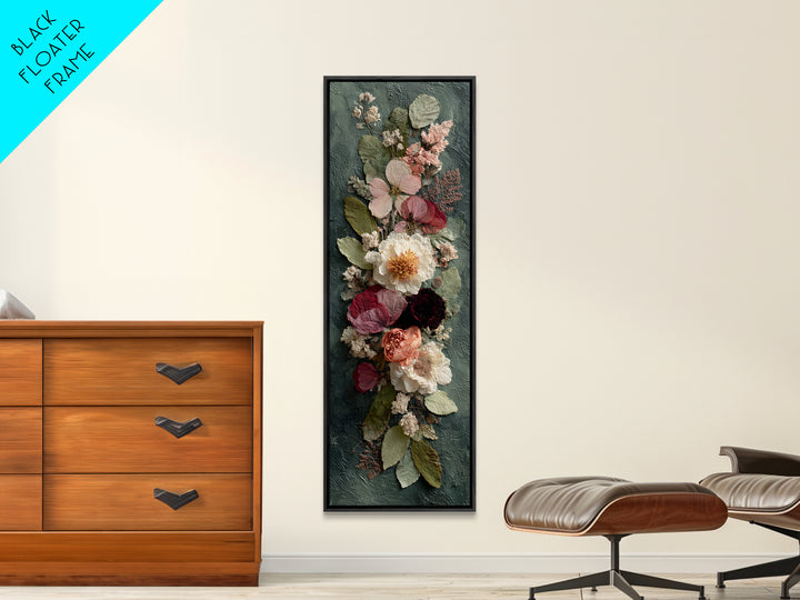 Pressed Flowers from a Wedding Bouquet Framed Canvas Print, Wedding Art, Wedding Stationery, Living Room Decor, Romance, WED-1x3-20