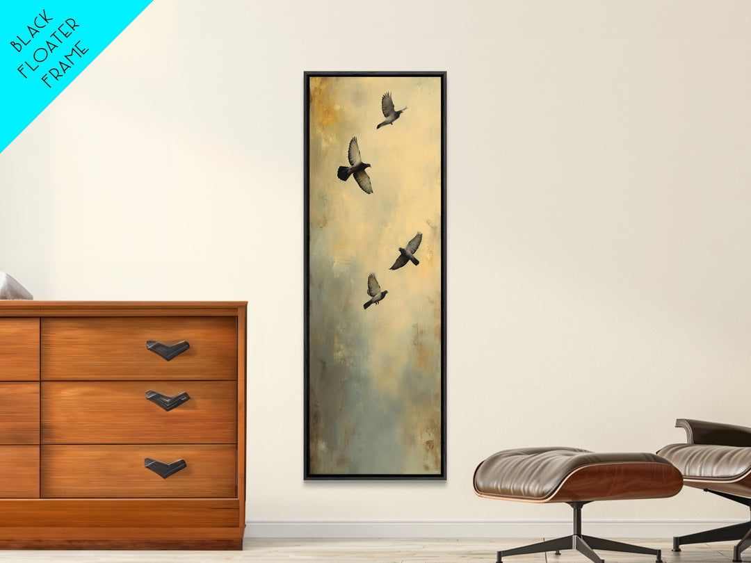 Doves Flying Through Soft Golden Light Framed Canvas Print, Wedding Art, Minimalist Decor, Living Room Decor, Fine Art, Romance, WED-1x3-47