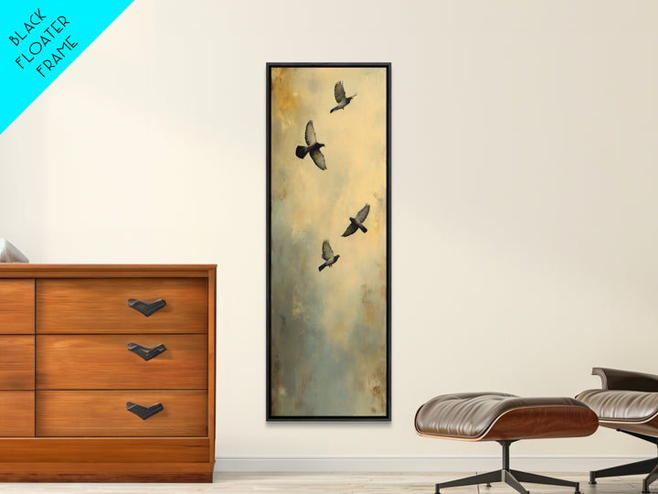 Doves Flying Through Soft Golden Light Framed Canvas Print, Wedding Art, Minimalist Decor, Living Room Decor, Fine Art, Romance, WED-1x3-47