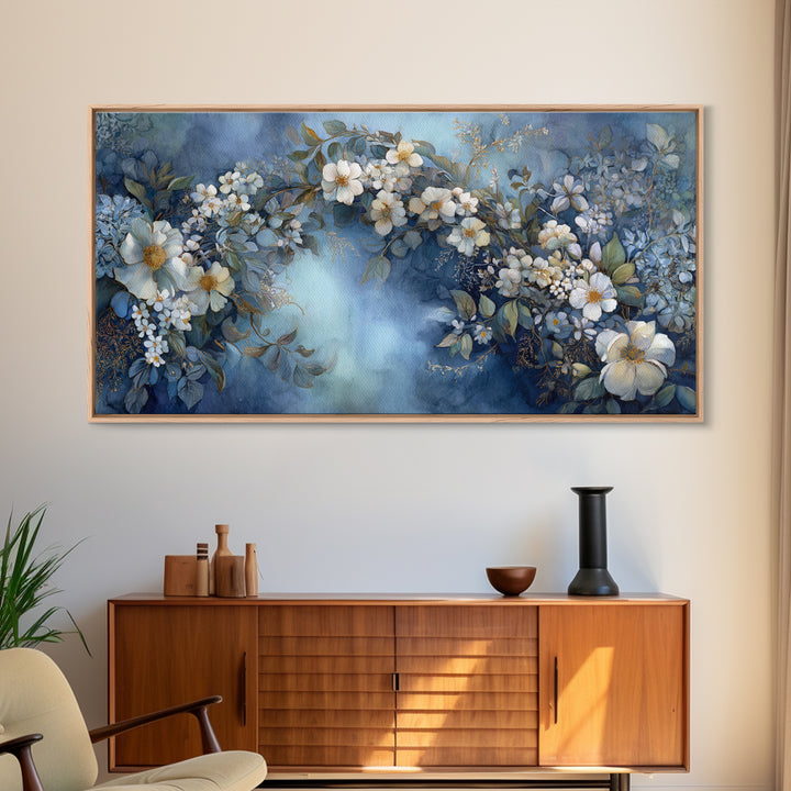 Romantic Garden Arch Covered Framed Canvas Print, Wedding Art, Neutral Decor, Living Room Decor, Oil Painting, Romance, WED-2x1-30