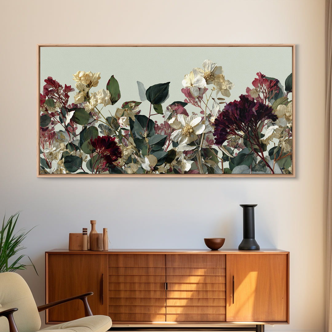 Pressed Flowers from a Wedding Bouquet Canvas Print, Wedding Art, Wedding Table Decor, Living Room Decor, Fine Art, Romance, WED-2x1-76