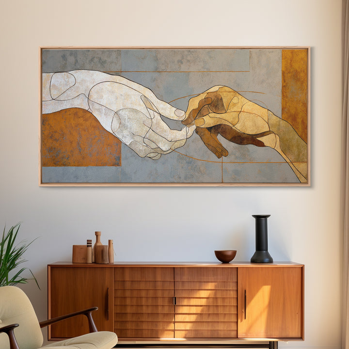 Hands Nearly Touching Framed Canvas Print, Wedding Art, Wedding Decoration, Living Room Decor, Abstract Art, Romance, WED-2x1-84