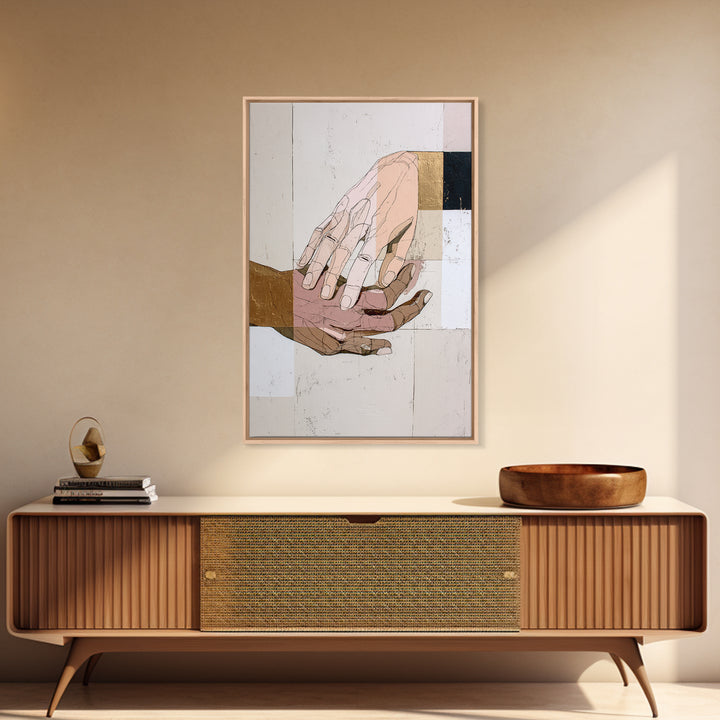 Hands Nearly Touching Framed Canvas Print, Wedding Art, Jewish Art, Living Room Decor, Abstract Art, Romance, WED-2x3-24
