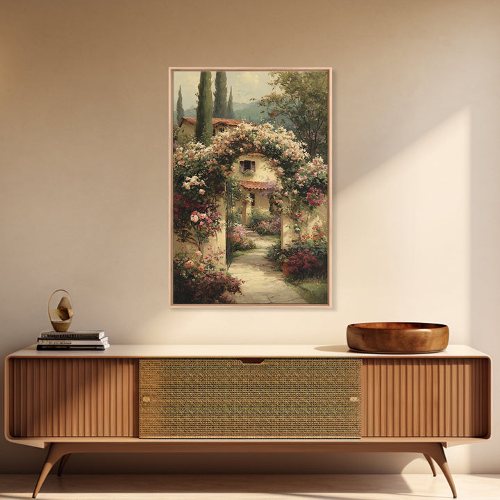 Romantic Garden Arch Covered Framed Canvas Print, Wedding Art, Modern Decor, Living Room Decor, Fine Art, Romance, Wedding Gift, WED-2x3-42