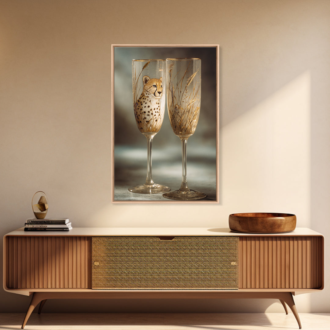 Champagne Glasses with Delicate Sparkle Canvas Print, Wedding Art, Art, Living Room Decor, Abstract Art, Romance, WED-2x3-62