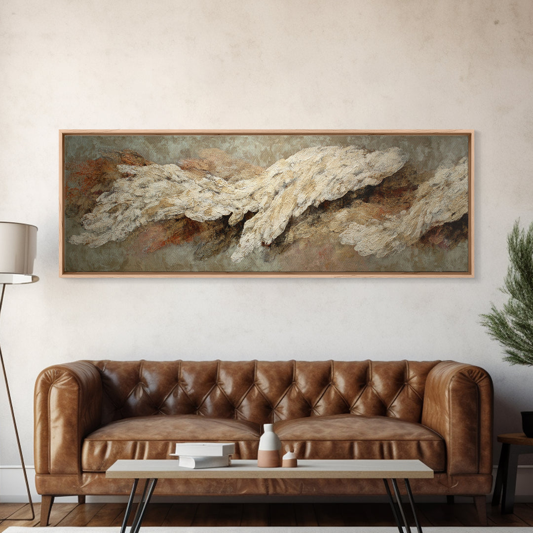 Bridal Veil Texture Abstract Framed Canvas Print, Wedding Art, Contemporary Art, Living Room Decor, Fine Art, Romance, WED-3x1-47