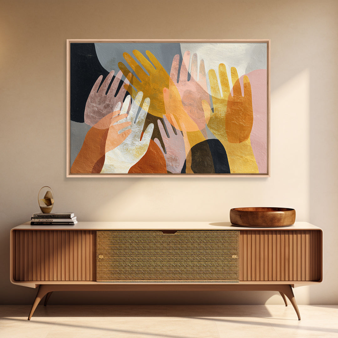 Hands Nearly Touching Framed Canvas Print, Wedding Art, Personalized Wedding, Living Room Decor, Abstract Art, Romance, WED-3x2-92