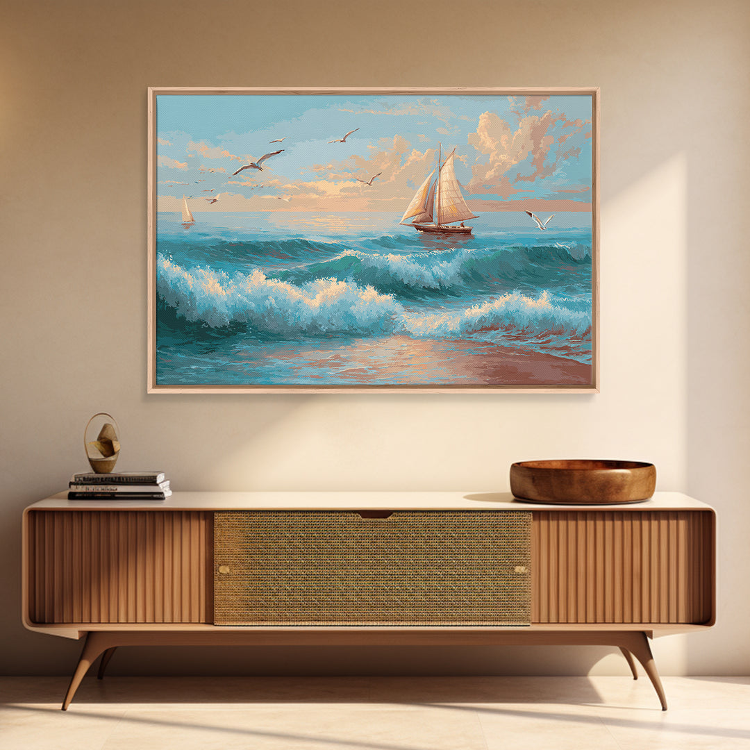 Honeymoon Coastal Sunset Canvas Print, Wedding Art, Bride and Groom, Living Room Decor, Fine Art, Romance, Neutral Decor, WED-3x2-93