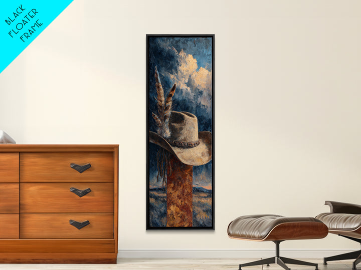 Cowboy Hat with Feathers and Beads Canvas Print, Western Art, Horse Wall Art, Southwestern Decor, Fine Art, Frontier, WES-1x3-10